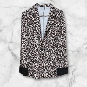 Leopard animal Print Blazer with Black Accents sz XL